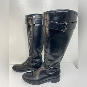 TORY BURCH Grace Black Knee-High Leather Riding Boots